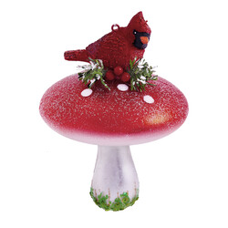 Красный кардинал на грибочке